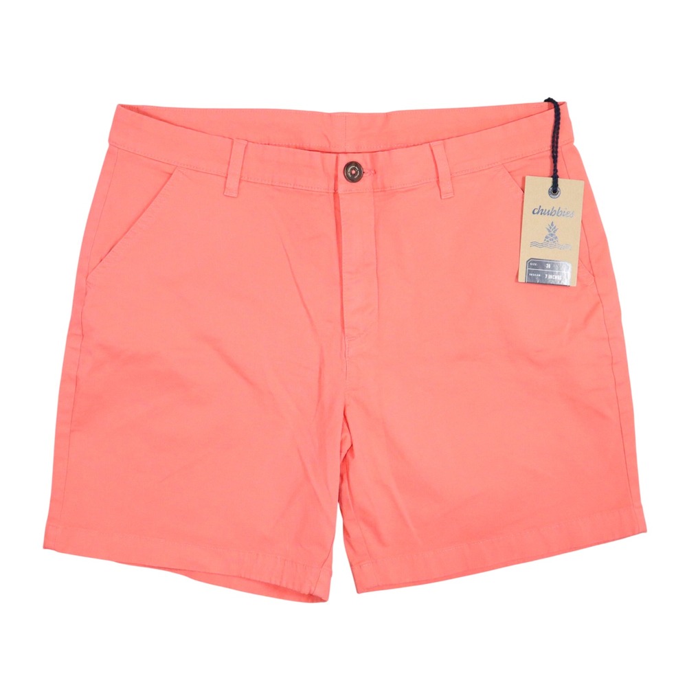 Chubbies The New Englands Shorts Mens 36 Coral Pink Solid Modern Stretch Twill 7